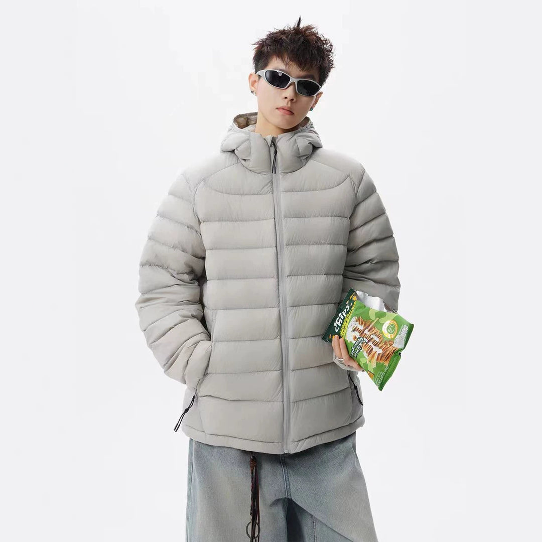 Light down jacket with hood, short