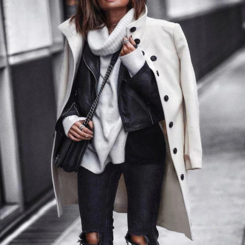 Amarae | Coat - Long Tailored Design - Button Closure - Elegant and Timeless