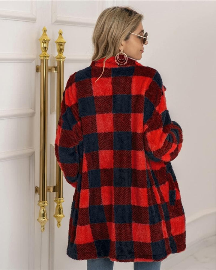 Lune London | Coat - Plus Size - Soft and Warm - Checkered Pattern - Button Closure
