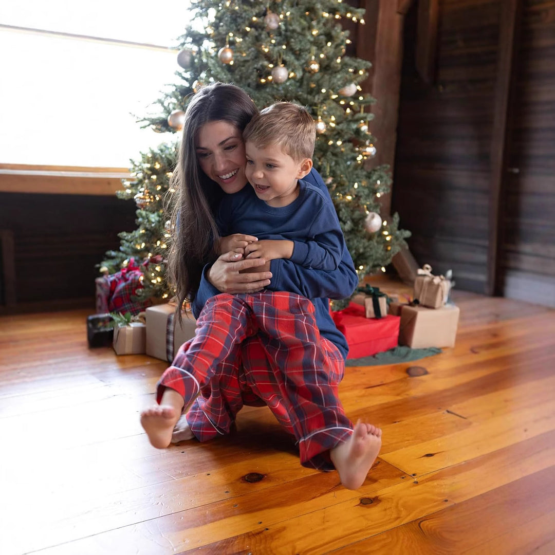 Christmas Pajama Set with Checkered Pattern for Families