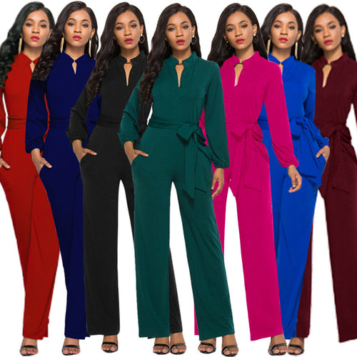 Ladies Elegant Jumpsuit with Tailored Cut and Long Sleeves Amarae