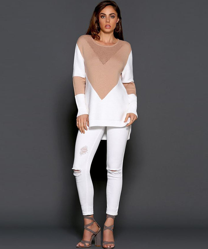 Lune London fashionable women’s sweater with geometric design and structured sleeves