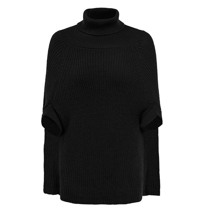 Knitted sweater for ladies with wide high collar and classic cape design Lune Londonl