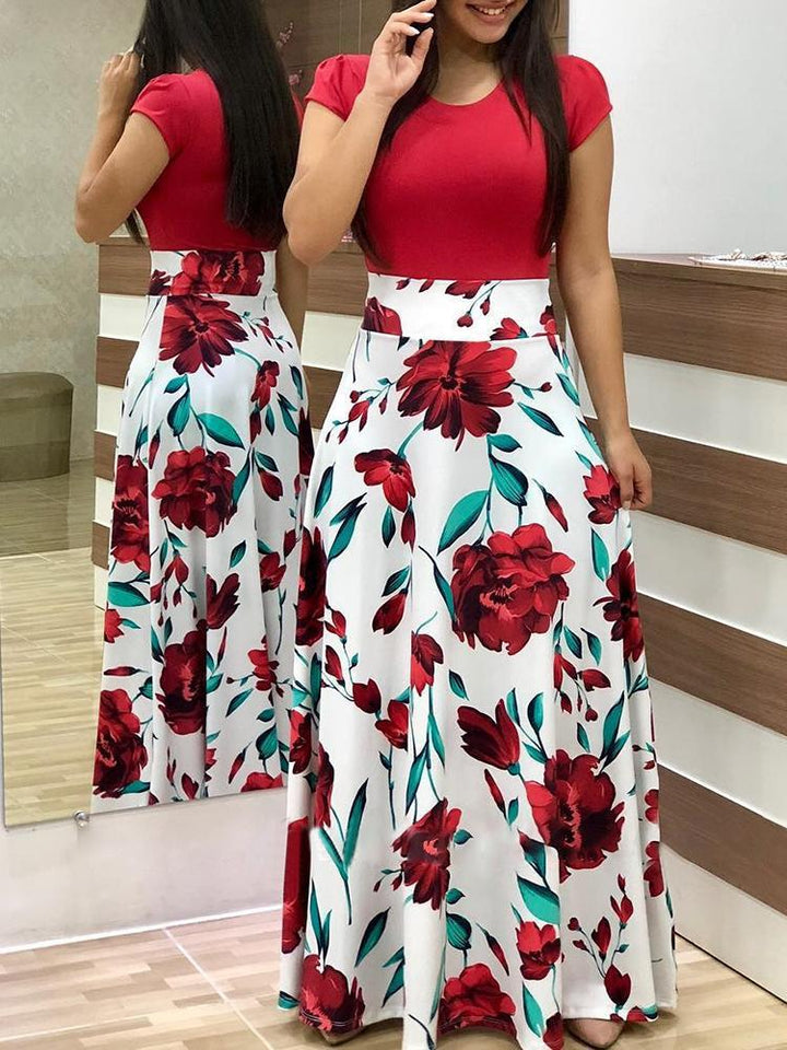 Jupe maxi pour femmes avec motifs floraux et taille élastique Chic & Stil