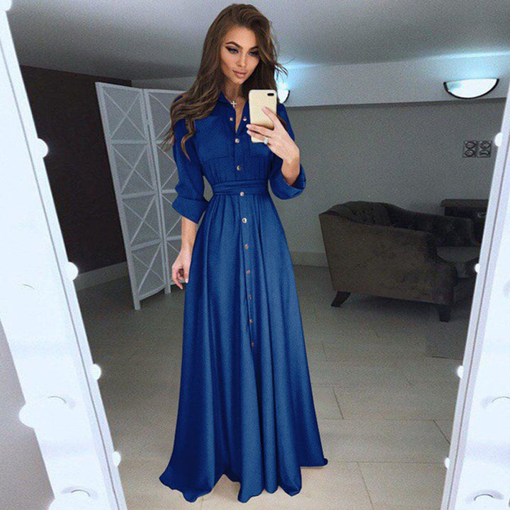 Long sleeve shirt dress for women with an adjustable belt and button closure Lune London