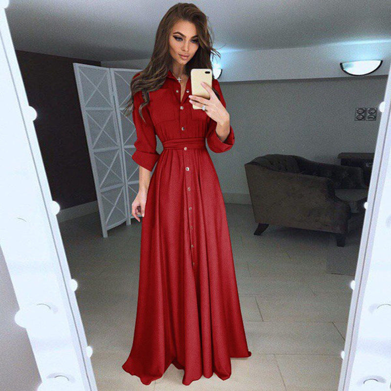 Long sleeve shirt dress for women with an adjustable belt and button closure Lune London