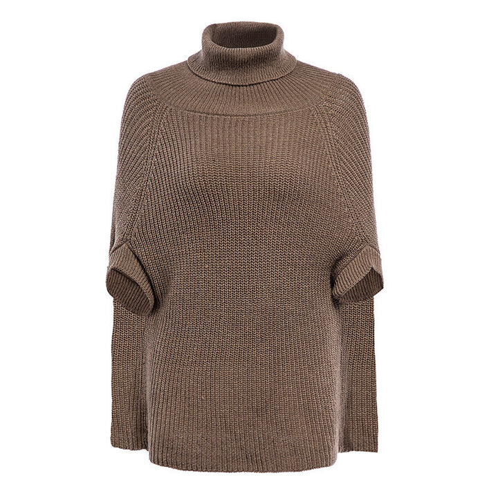 Knitted sweater for ladies with wide high collar and classic cape design Lune Londonl