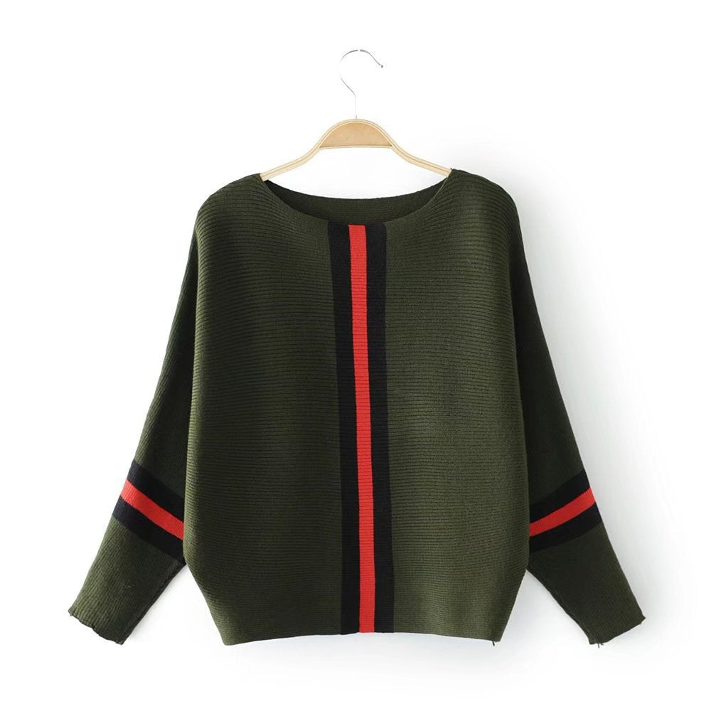 Casual knitted sweater for women with sporty striped pattern Lune London
