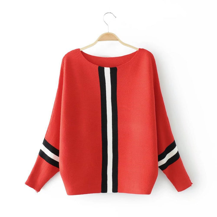 Pull en tricot décontracté pour femmes avec rayures modernes et coupe amples Chic & Stil