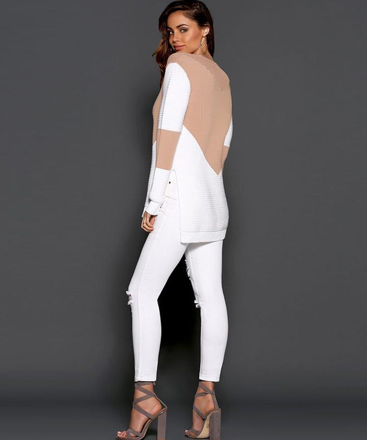 Lune London fashionable women’s sweater with geometric design and structured sleeves