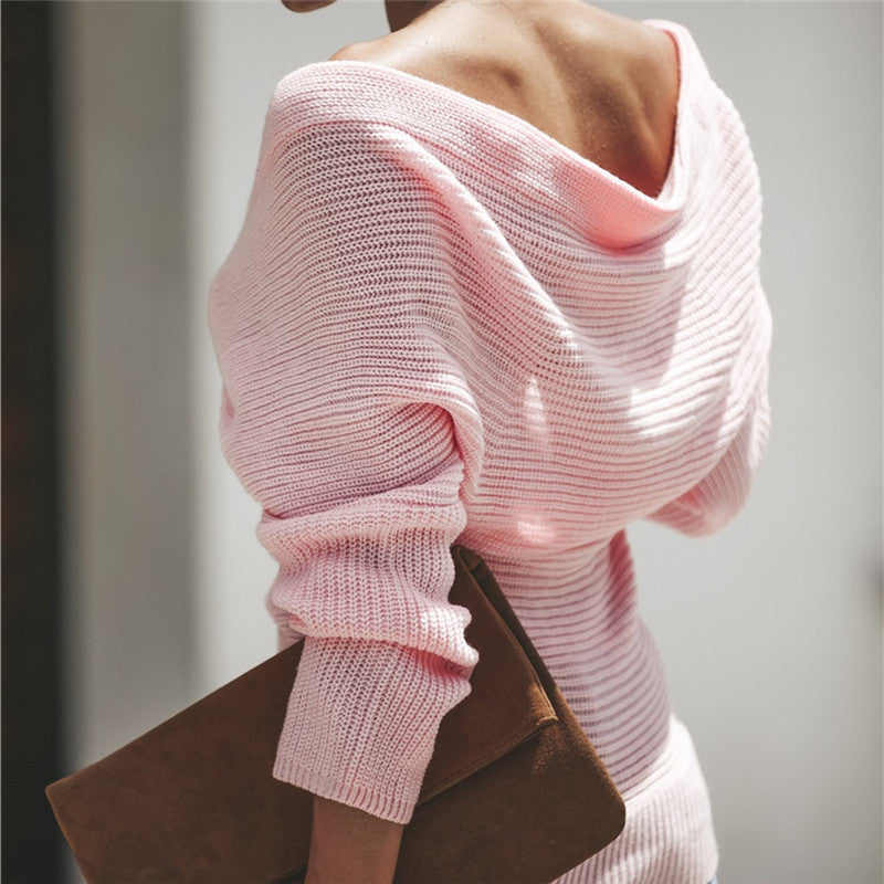 Elegant casual knit sweater for women with deep neckline and wrap design Lune London