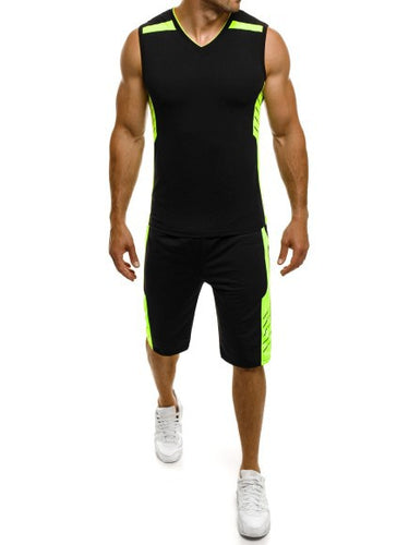 Men's Sports Tank Top with Modern Shorts, V-Neck and Functional Inserts Amarae