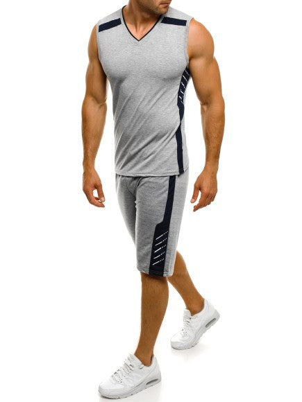 Men's Sports Tank Top with Modern Shorts, V-Neck and Functional Inserts Lune London