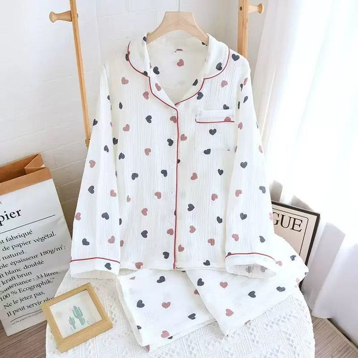 Women's pajamas, cotton gauze, long sleeves