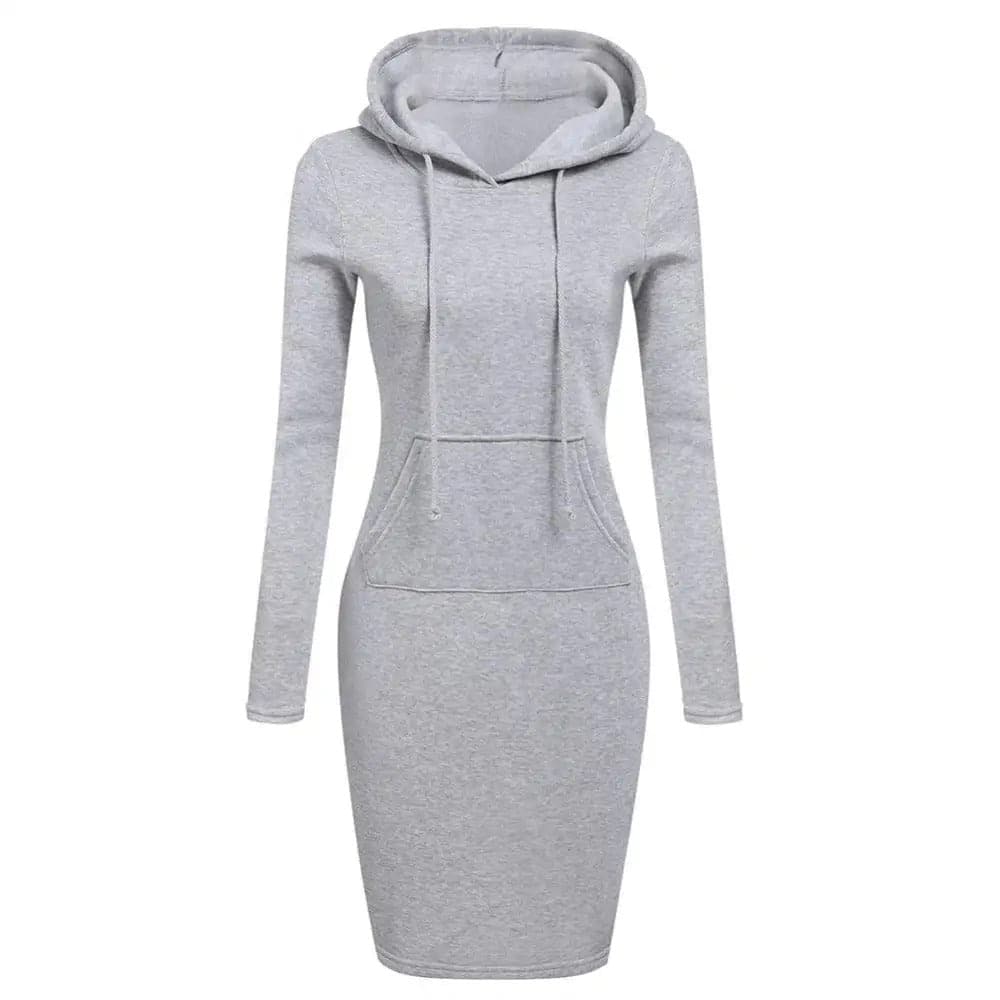 Lune London | Hoodie Dress - Long Sleeves - Adjustable Hood - Kangaroo Pocket - Slim Fit