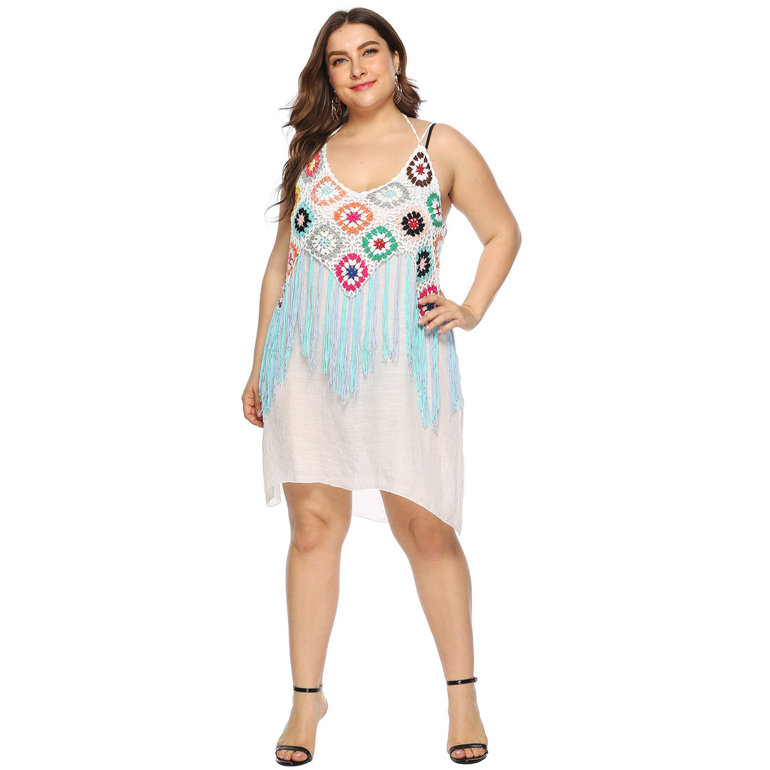 Lune London Women's Crochet Fringe Beach Tunic Dress
