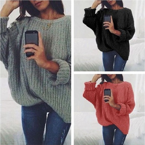 Women chunky knit sweater with oversized cut and textured pattern Amarae