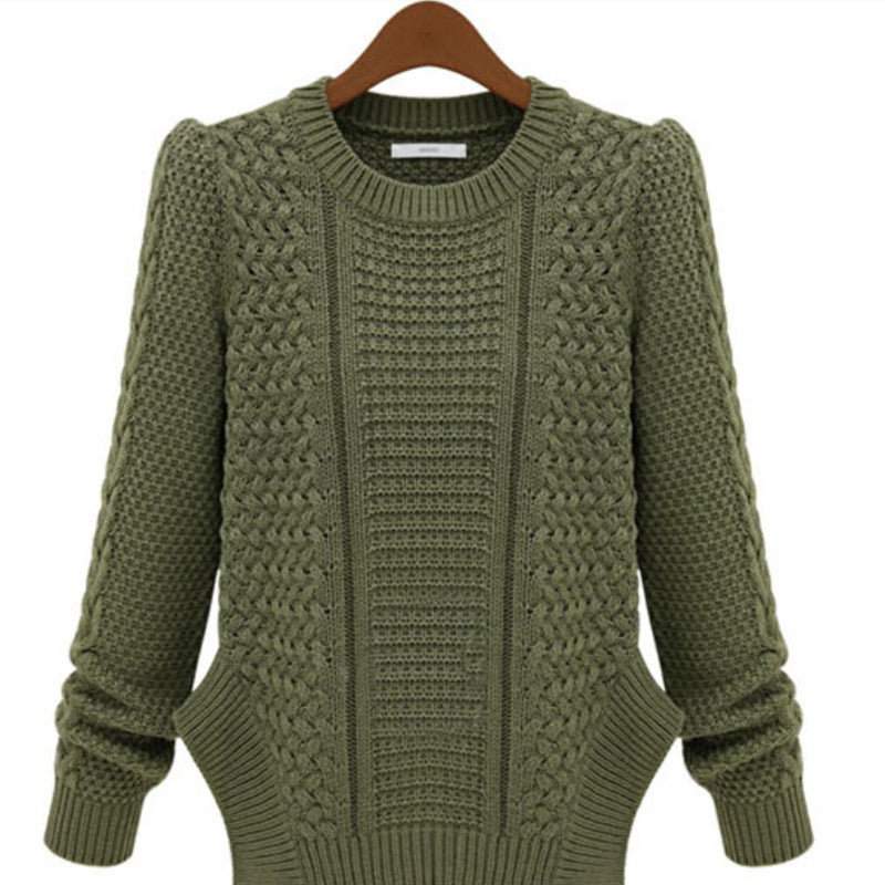 Knitted sweater for women with textured surface and side pockets Lune London
