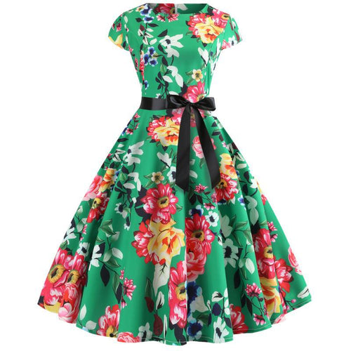 Robe midi femme avec un motif floral et une ceinture réglable à la taille Chic & Stil