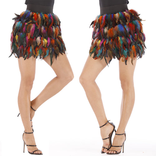 Women's feather skirt with eye-catching design and elastic waistband