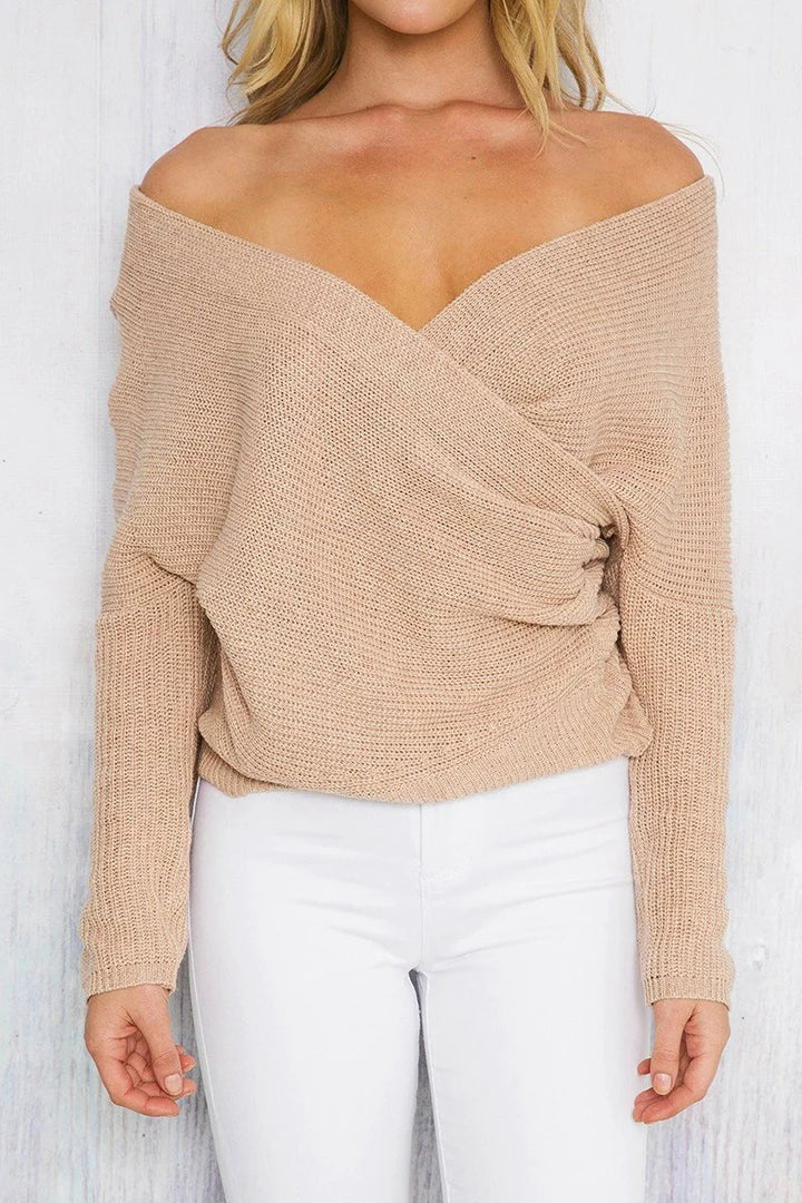 Wrapped pullover for women with open design and deep neckline Lune London