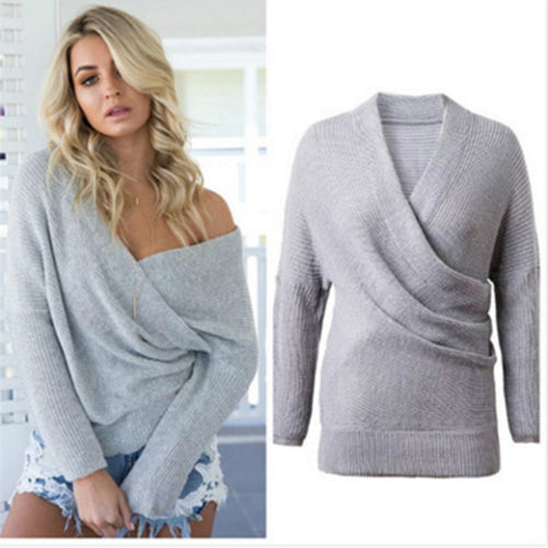 Wrapped pullover for women with open design and deep neckline Amarae