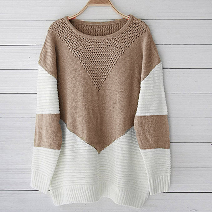 Knitted sweater with geometric patterns and textured fabric for women Lune London