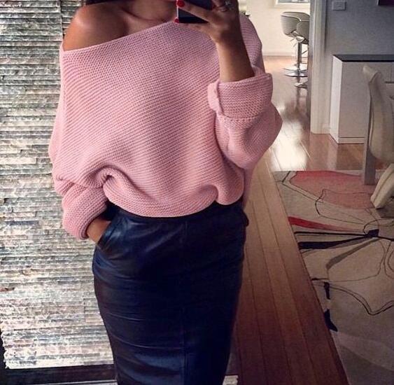 Oversized knit sweater for women with off-the-shoulder design and relaxed fit Lune London