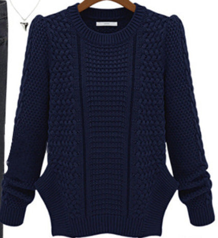 Knitted sweater for women with textured surface and side pockets Lune London