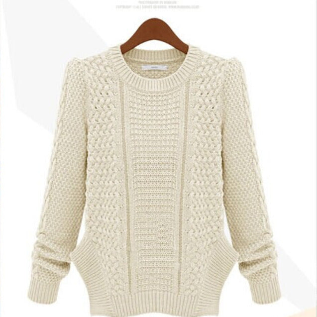 Knitted sweater for women with textured surface and side pockets Lune London