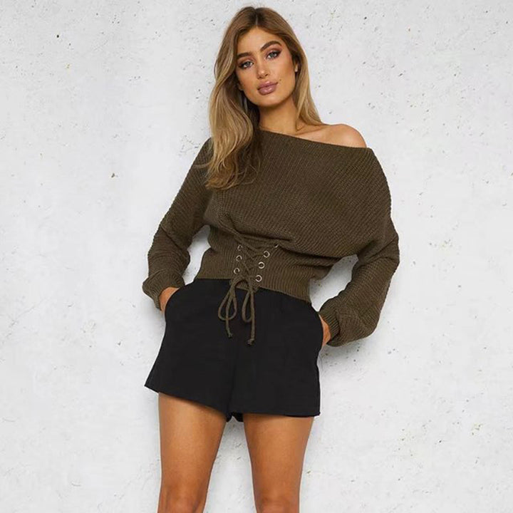 Knit pullover for women with front lace design and modern cut Lune London