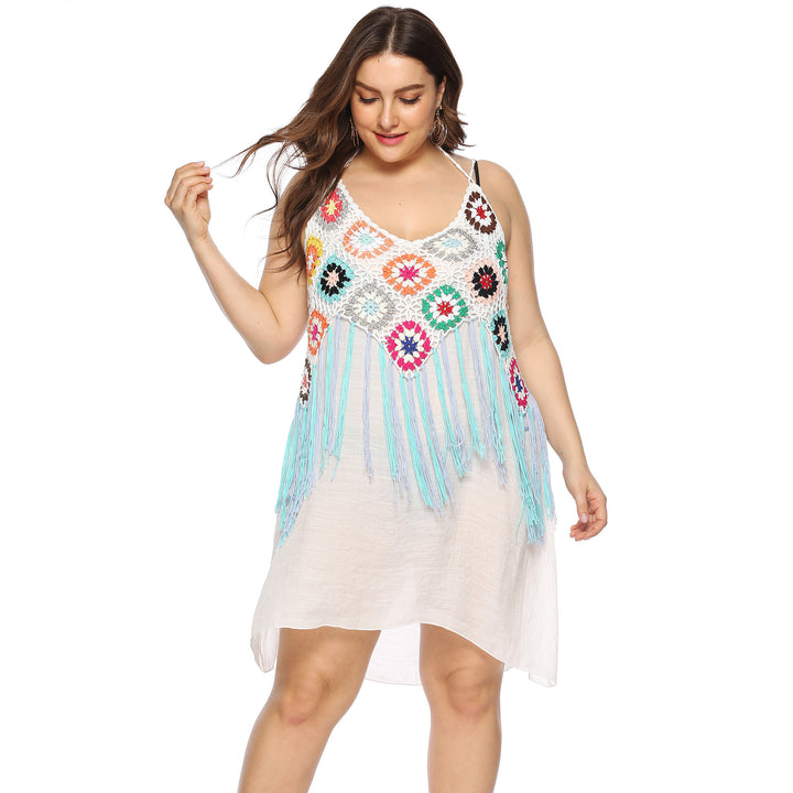 Lune London Women's Crochet Fringe Beach Tunic Dress