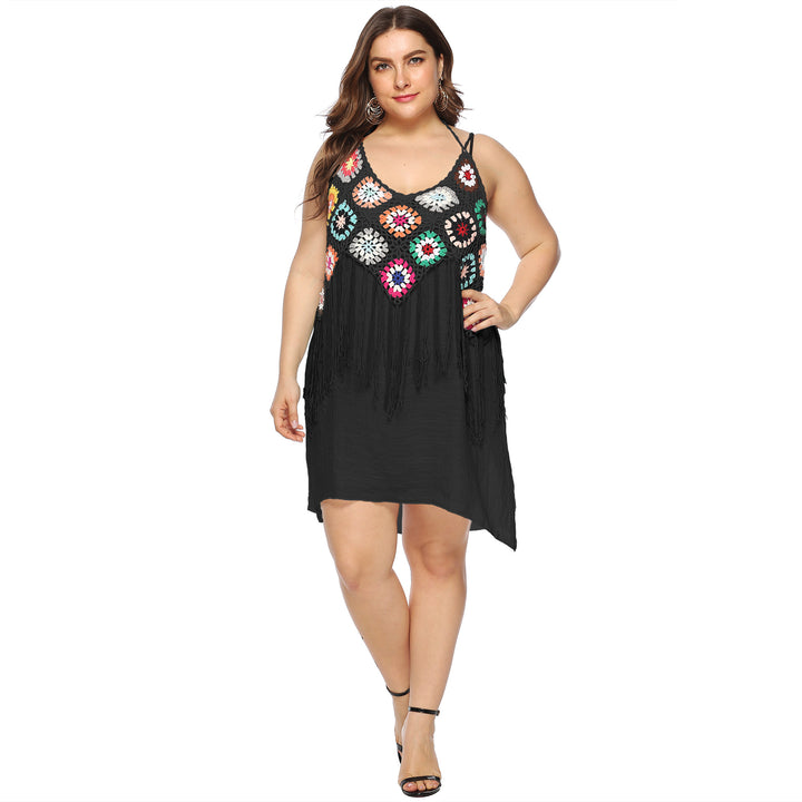 Lune London Women's Crochet Fringe Beach Tunic Dress
