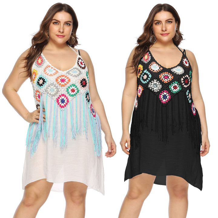 Lune London Women's Crochet Fringe Beach Tunic Dress