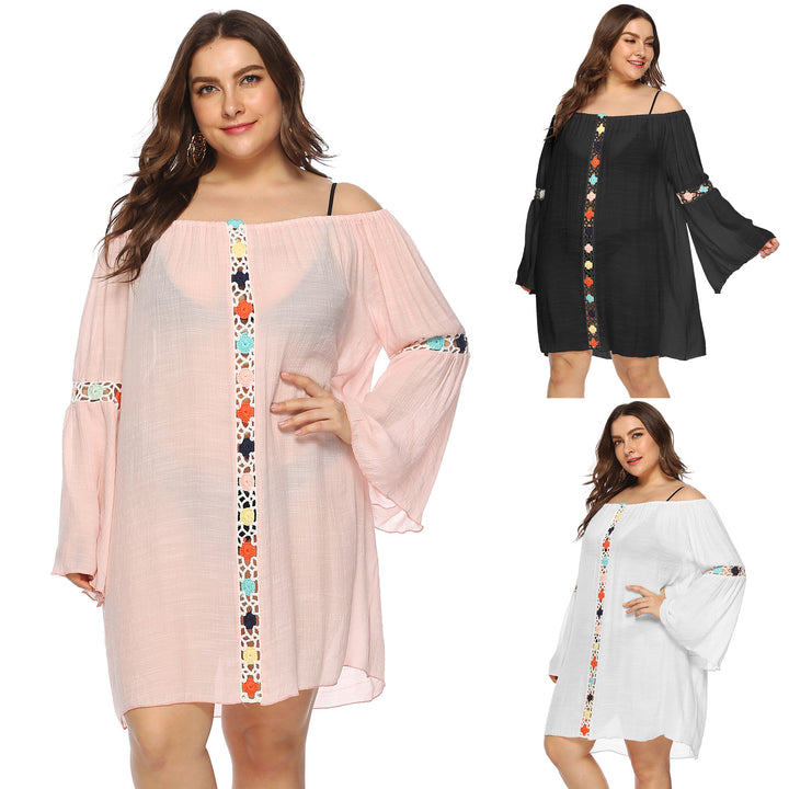 Oversized embroidered off-shoulder dress for women Lune London