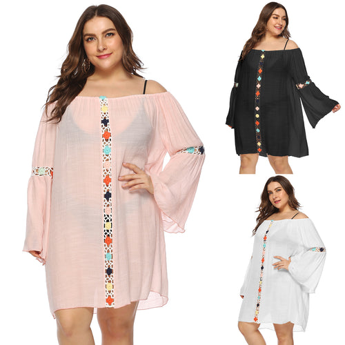 Oversized embroidered off-shoulder dress for women Amarae
