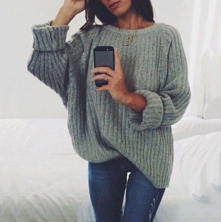 Women chunky knit sweater with oversized cut and textured pattern Lune London