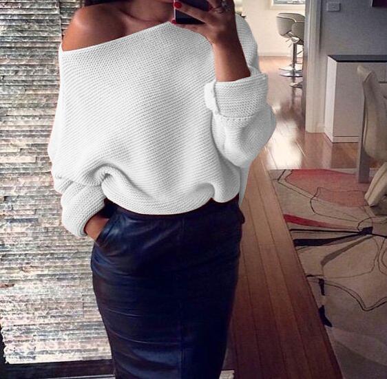 Oversized knit sweater for women with off-the-shoulder design and relaxed fit Lune London