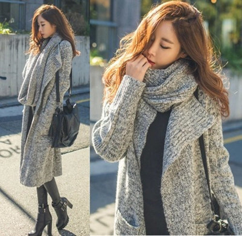 Oversized knit coat for women with relaxed pockets Amarae