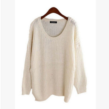 Chunky knit pullover for women with wide sleeves and a deep round neckline Lune London