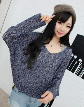 Knitted pullover for women with V-neck and airy hole structure Lune London