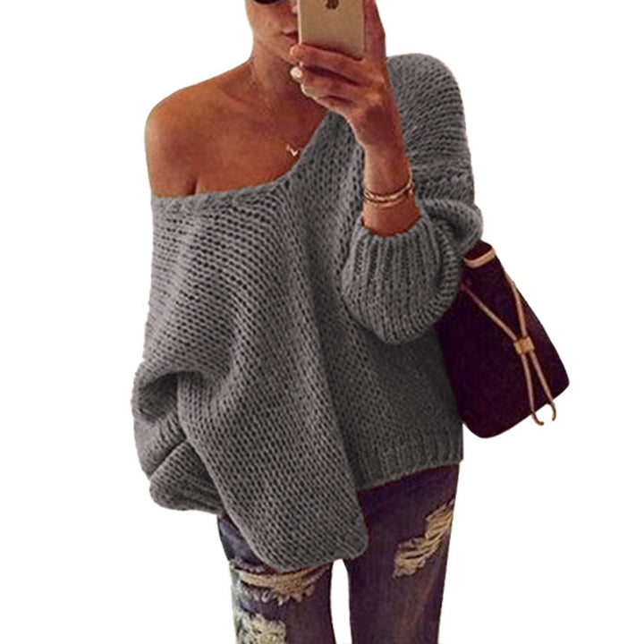Knit off-shoulder pullover for women with casual fit Lune London