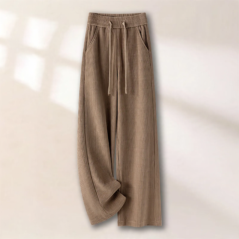 Padded cord wide-leg trousers with a straight cut