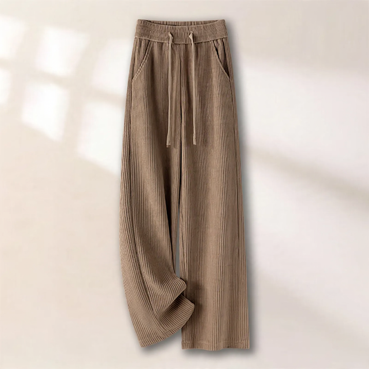 Padded cord wide-leg trousers with a straight cut
