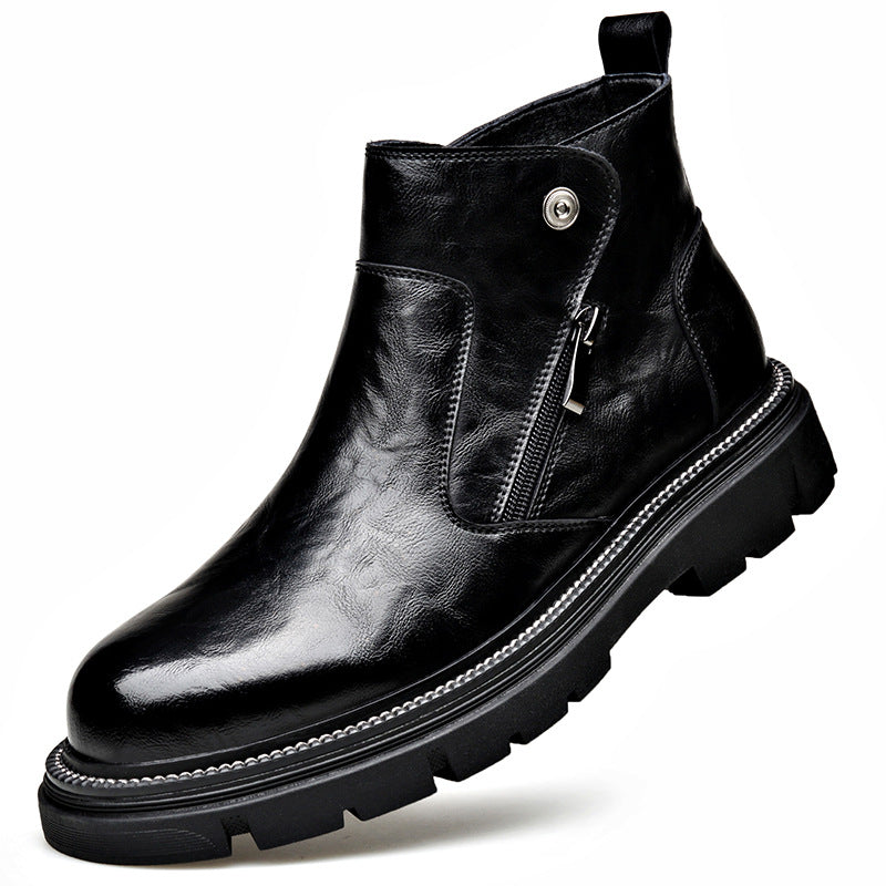 Men's Chelsea boots made of genuine leather with zipper