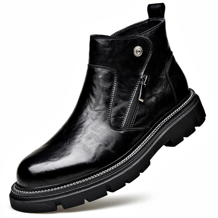 Men's Chelsea boots made of genuine leather with zipper