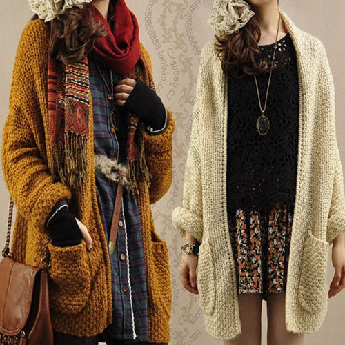 Ladies Large knitted cardigan with a relaxed fit and practical pockets Amarae