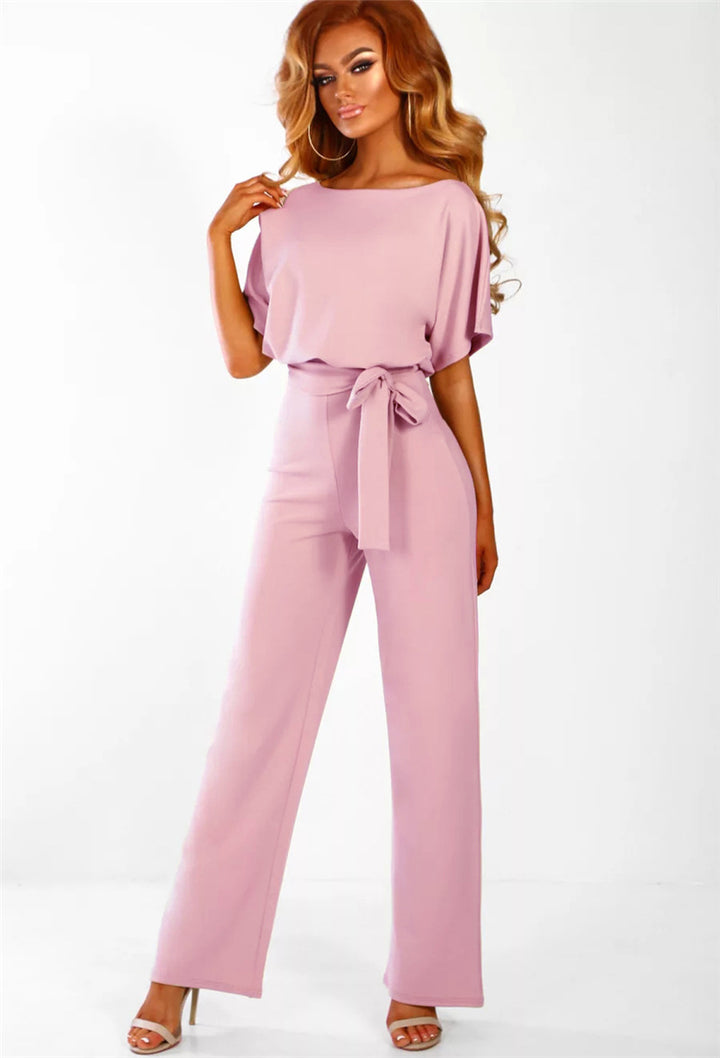 Ladies elegant wide-leg jumpsuit with chic and stylish waist detail