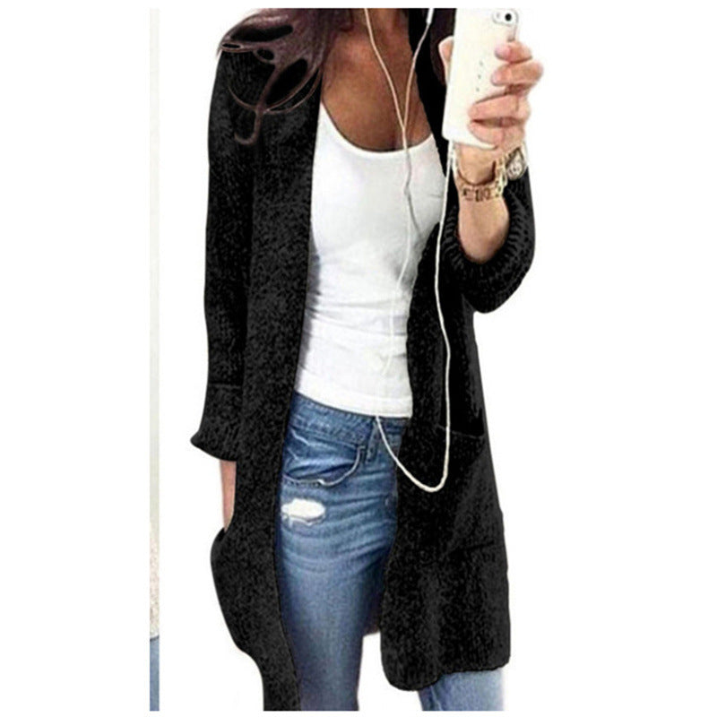 Knit coat women with deep pockets and open cut Lune London
