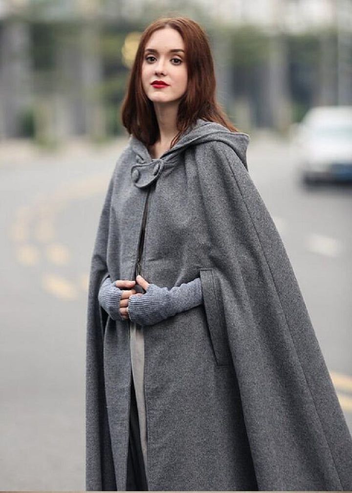 Ladies modern coat cut with hood Lune London